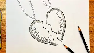 How to draw Friends Necklace Drawings Easy | Best Friends Drawing | drawing ideas for beginners