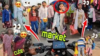Cute college girl😍 market cute girl reaction  duke loud exhaust sound shocking@AnuragRoy-ub8hz
