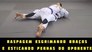Raspagem De Renzo Gracie Esgrimando Braços E Esticando As Pernas Do Oponente Com Kyra Gracie