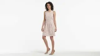 Striped Fit and Flare Dress with Open Back
