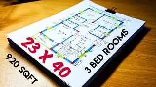 23 x 40 sqft house plan with 3 bed rooms II 3bhk ghar ka naksha II 920 sqft home design