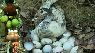 2021Rianforest Found Wild Duck With Egg-Cooking Egg N Coconut  Eating Delicious In  Jungle