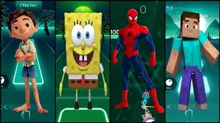 Tiles Hop: Luca, SpongeBob, Spiderman & Minecraft Music Battle 🎵
