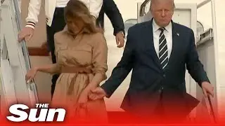 Melania refuses to hold Trump's hand stepping off Air Force One