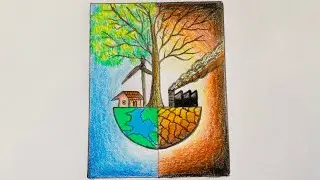 Save Earth Drawing || World Environment Day Drawing || Nature VS Pollution
