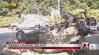 Power lines, traffic lights down after major crash in Raleigh