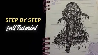 Scribble art tutorial | Black pen scribble art | Dark overthinking art 