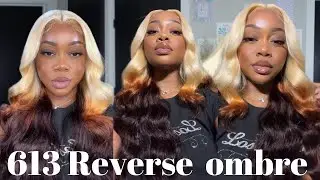 OMG THIS COLOR 😍 PERFECT FOR FALL! REVERSE OMBRE 613 BODY WAVE  CLOSURE INSTALL FT HERMOSA HAIR