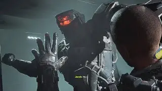 Security Robot captures Jacob and imprisons him without taking his weapons - The Callisto Protocol