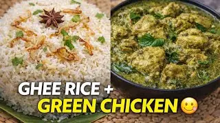 Hotel Style Ghee Rice with Chicken Green Curry 😋 | Easy Recipe in Kannada