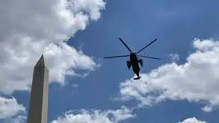 Marine One and decoys arrival at the White House on June 24, 2021