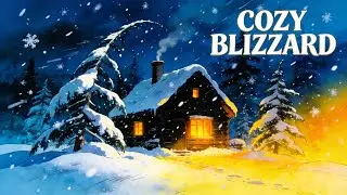 Heavy Blizzard Sounds for Sleep & Study | Crackling Fireplace, Ghibli Style Ambience (4K ASMR)