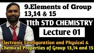 11th STD Chemistry |9 Elements of Group 13 14 and 15|Lecture 01|Electronic Configuration and Phys...