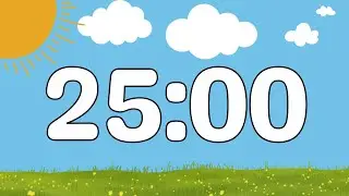 25 Minute Cute Calm Summer Classroom Timer (No Music, Happy Harp Alarm at End)