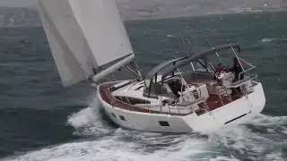 On Test Jeanneau 54 in a gale off Cannes