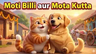 Cute Animal Friendship Story | Moti Billi aur Mota Kutta/Moral Story Hindi