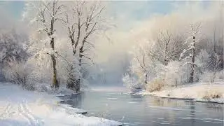 Still TV Art! Change your TV into changeable art!  Snowy winter river #art #smarttv #winter