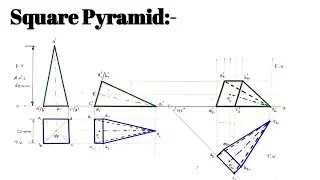 Square Pyramid ll Projection of Solid ll Engineering Graphics ll B.Tech. All Branches