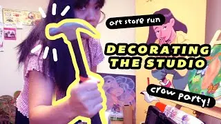 studio vlog | 🎨Art store, 🔨decorating the studio, and a crow party 💎