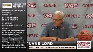 2018-19 WAC Basketball Preview-UTRGV's Lane Lord