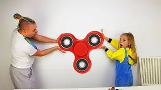 ТРЮКИ со СПИННЕРОМ / 11 БОЛЬШИХ спиннеров 6 ЛАЙФХАКОВ / Giant Fidget Spinner Challenge Hacks  Tricks