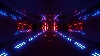 Futuristic Colorful Neon Tunnel Background -- 1 Hour