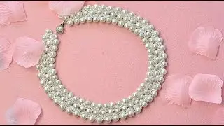 PandaHall Wedding Jewelry Video Tutorial on White Glass Pearl Beads Stitch Bib Necklace