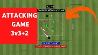 Soccer Coaching Tactical Attacking Drill: Attacking 3v3 +2