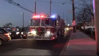 (Pinned Q & Airhorn) North Arlington, NJ Fire Department Engine 2 Responding In Heavy Traffic 