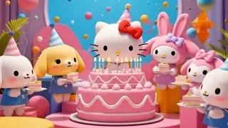 Happy Song for Kids | Hello Kitty Birthday Party Celebration With Sanrio Friends | 3D Kawaii Music