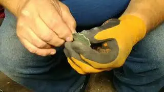 flint knapping green glass pebble from hobby lobby