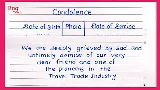 Condolences writing in English | Heartfelt Condolences | Writing | English writing | Eng Teach