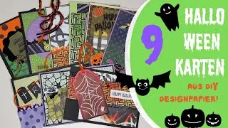 🎃WATCH ME CRAFT! 9 Halloween Karten  DIY Designpapier + dem schwarzen wei&szlig;em Paperblock von Action