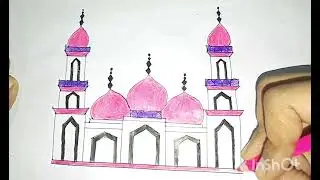 Masjid Drawing Easy And Beautiful | Mosque Drawing Very Easy with pen|Nasrin Art||