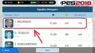 Sign a New Manager: Jose Mourinho - PES 2018 Mobile