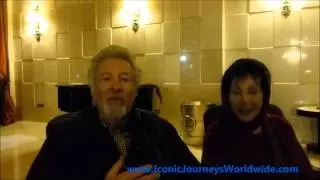 Jerry Sorkin speaking with Paul  Rathblott and Carol Saline of  Philadelphia in Tehran, Iran.