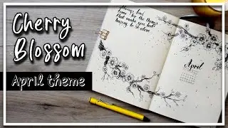PLAN WITH ME | April 2023 Bullet journal theme | Cherry blossom theme | Sakura theme black&white