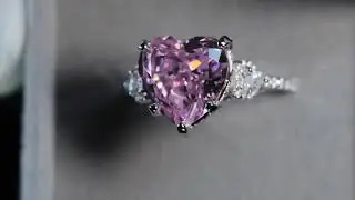 6.0ct Radiant Cut Diamond Ring, Big Pink Diamond Ring, Pink Diamond Heart Ring, Lab Diamond Ring
