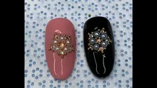 como aplicar cristales perlas y balines en un diseño de uñas