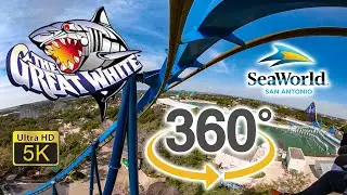 2020 VR 360 5K POV The Great White Roller Coaster On Ride Front and Back Row SeaWorld San Antonio