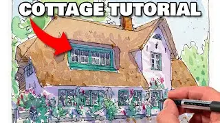Urban Sketching Cottage With Dappled Light | Loose Ink & Watercolor Tutorial