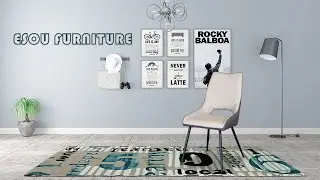 Modern Dining Chair with Open Back, PU Upholstered Armless Chair with Metal Frame Side Chair