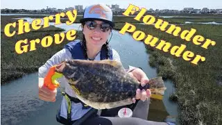 GIANT flounder KAYAK fishing in Cherry Grove, SC