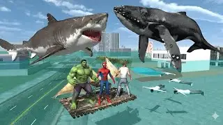 😱 Franklin Hulk & Spider-Man vs Giant Shark 🦈 | Indian Bike Driving 3D Gameplay @HeligamerSSS