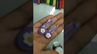 DIY homemade Hair clip 🤩🤩🤩 with softclay #softclay #diyhairclips #hairclipwithclay  #claycraft