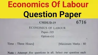 Economics Of Labour Question Paper || Economics of labour M.A Economics Question Paper