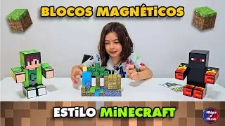 Blocos Magnéticos 🧲 Estilo Minecraft 🧱💚 | Brinquedo Criativo para Fãs do Jogo e do Filme
