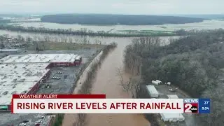 Rising river levels after rainfall