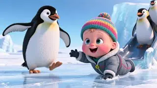 Baby And The Penguin Slide 🐧🎶 Fun Winter Song for Kids | Learn ABCs & Numbers with Baby