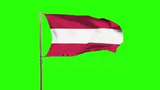 Austria flag waving in the wind. Green screen, alpha matte. Loopable animation Stock video by